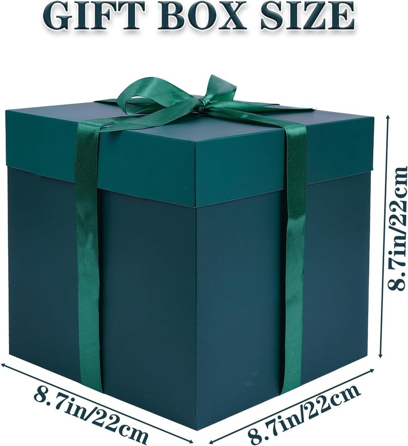 Elephantpackage 8.7" Medium Birthday Gift Boxes with Lid and Ribbon, Square Gift Boxes - 4 Pcs (Green), Gift Wrapping Holiday Presents Christmas Party Favor Boxes. - Image 1